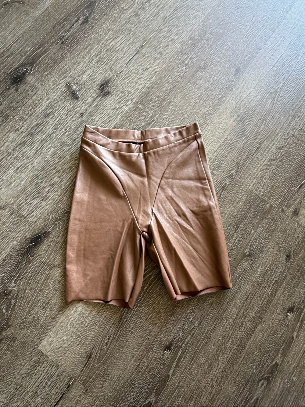 SKIMS Faux Leather High-Waist Bike Shorts — Chestnut - Picture 2 of 6